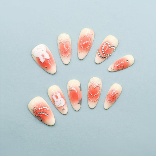 Nail art designs on a light blue background