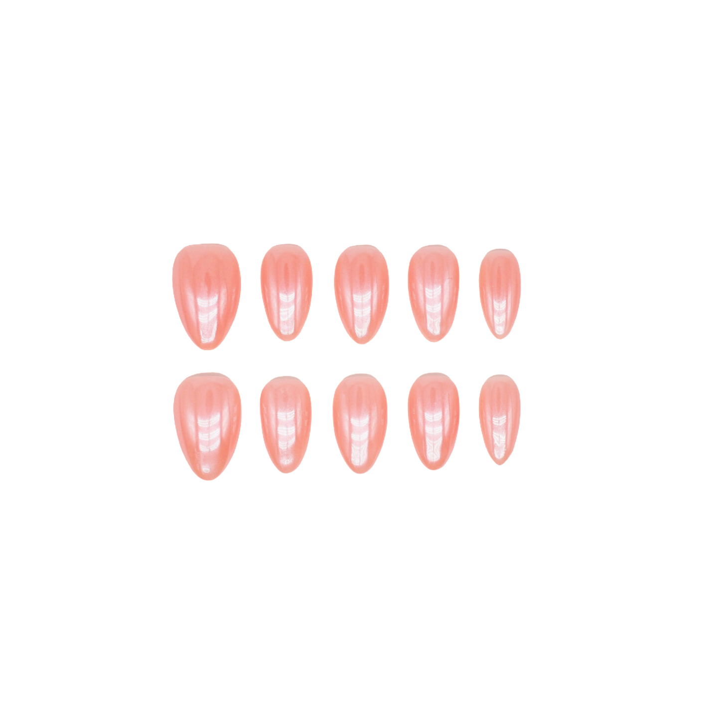 Peach Glaze nude press-on nails by You Are Angel with almond shape and high-gloss finish – soft peach-pink neutral shade.